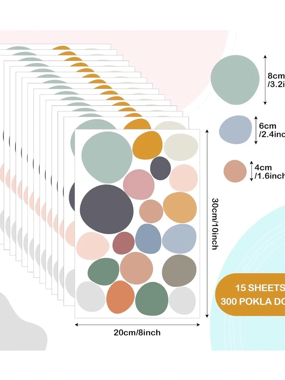Amazon Pastel Polka Dot Wall Decals in Mint, Peach & Blue